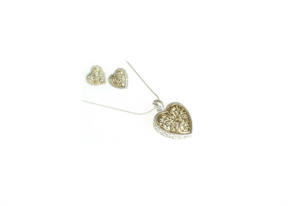 2 Tone Plated | Hearts Pendant Sets
